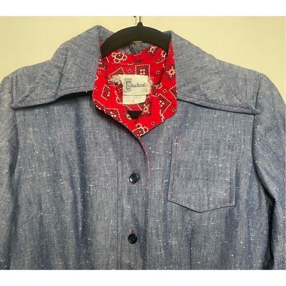 Vintage Lillian Russell Western denim button down maxi dress size 12 - Picture 4 of 16